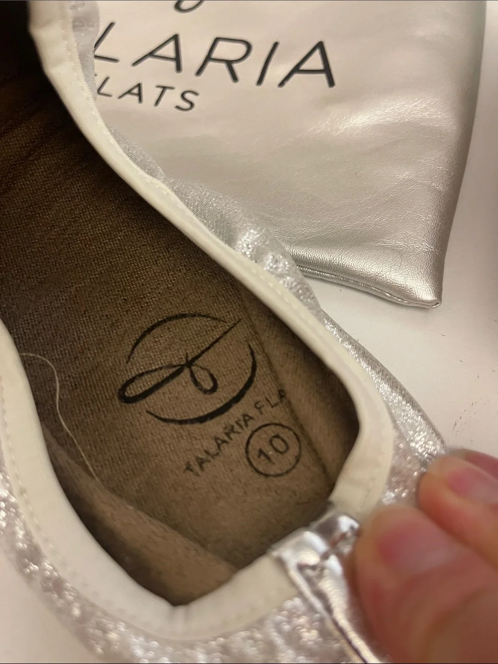 Talaria - Women's Foldable Silver Metallic Ballet Flats Size 10